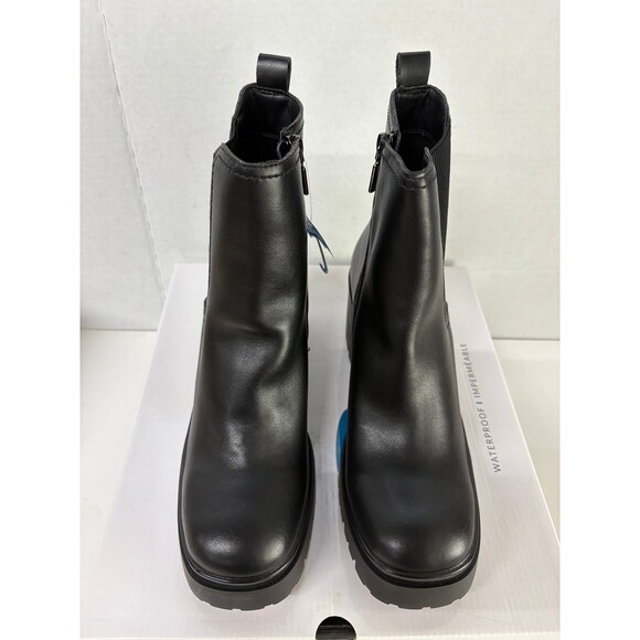 AQUA COLLEGE Womens Black Platform Raine Round Toe Block Heel Chelsea Boots 9.5M - Picture 5 of 6